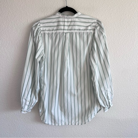 J. Crew Women’s Classic-fit Collarless Puff-sleeve Shirt in Stripe - Picture 6 of 11